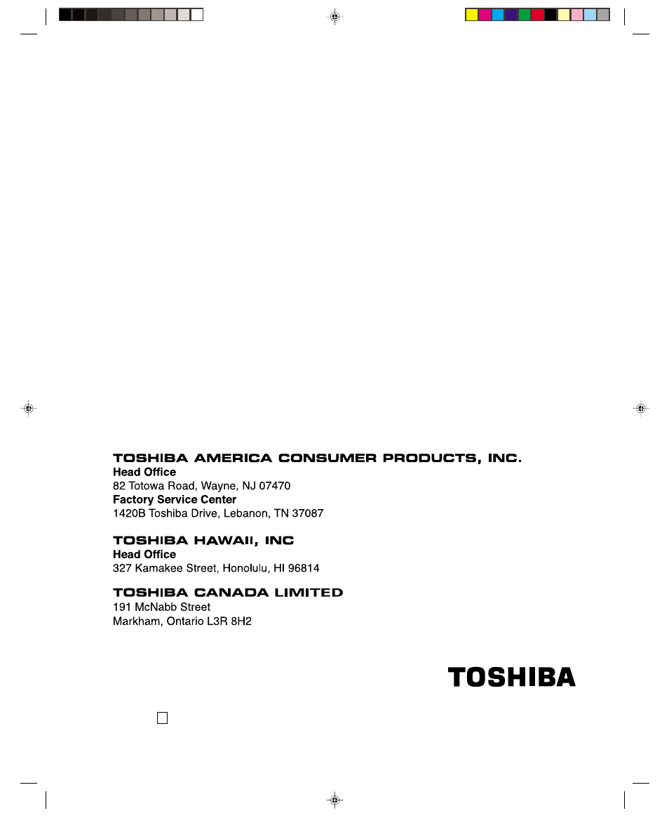 Toshiba Color Television 14AF42 User Manual | Page 36 / 36