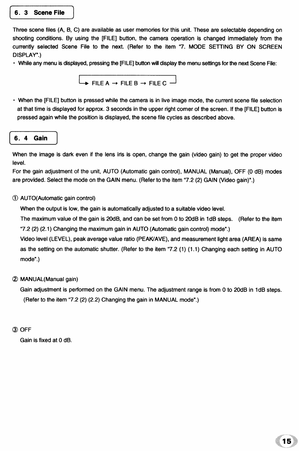 3 scene file, 4 gain, 3 scene file 6.4 gain | Toshiba IK - TU51CU User Manual | Page 15 / 53