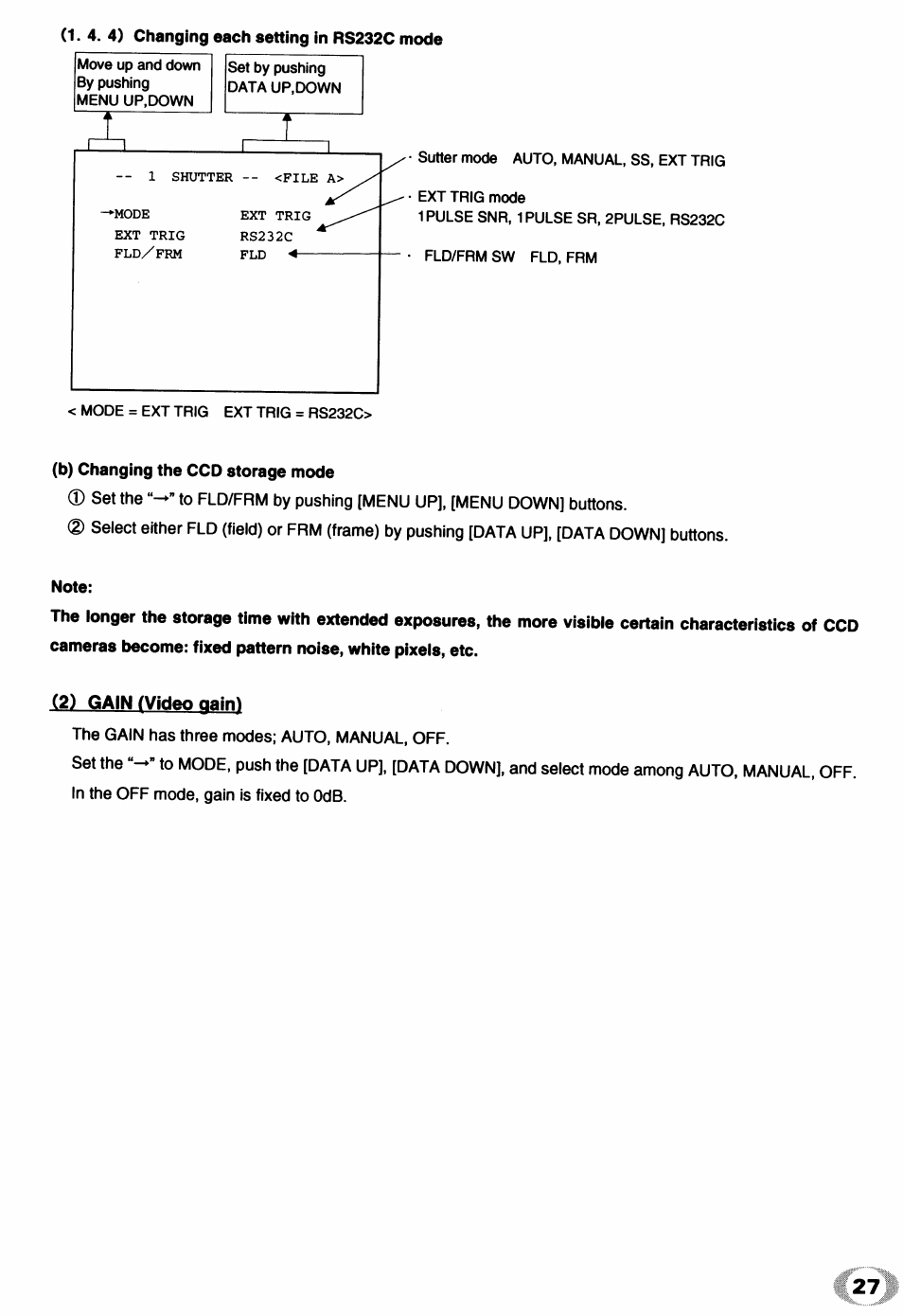 B) changing the ccd storage mode, Note | Toshiba IK - TU51CU User Manual | Page 27 / 53