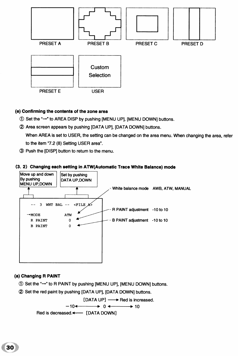 E) confirming the contents of the zone area, A) changing r paint | Toshiba IK - TU51CU User Manual | Page 30 / 53