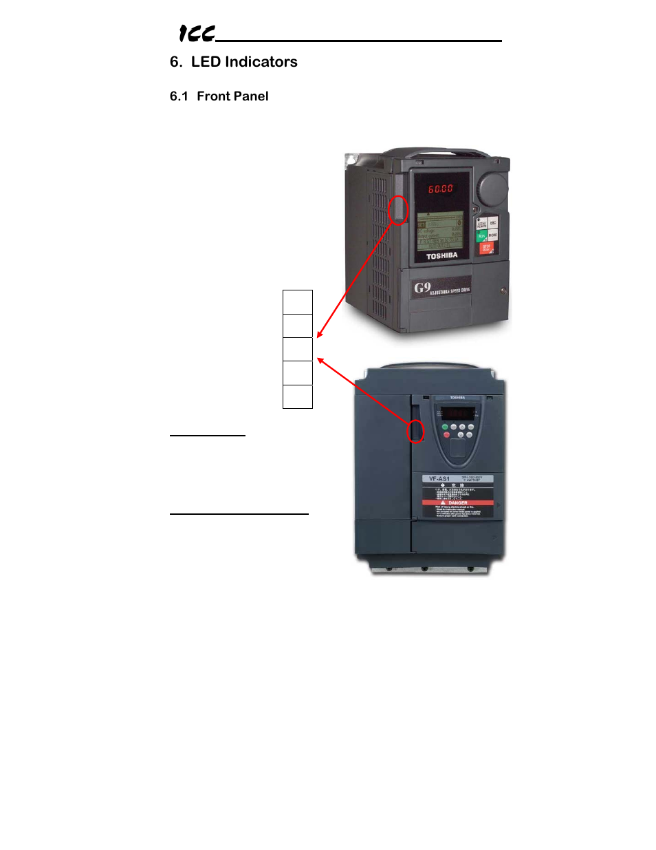 Led indicators | Toshiba ICC Multiprotocol Ethernet Interface ASD-G9ETH User Manual | Page 18 / 100