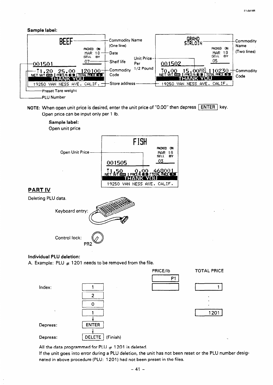 Tl.20 25.00, Thank, Grand | Sirloin, To .00 15. oopfill 1 o^or, Thank you, Part iv, Part ii, Beef, Fish | Toshiba TEC SL59 SERIES User Manual | Page 40 / 51