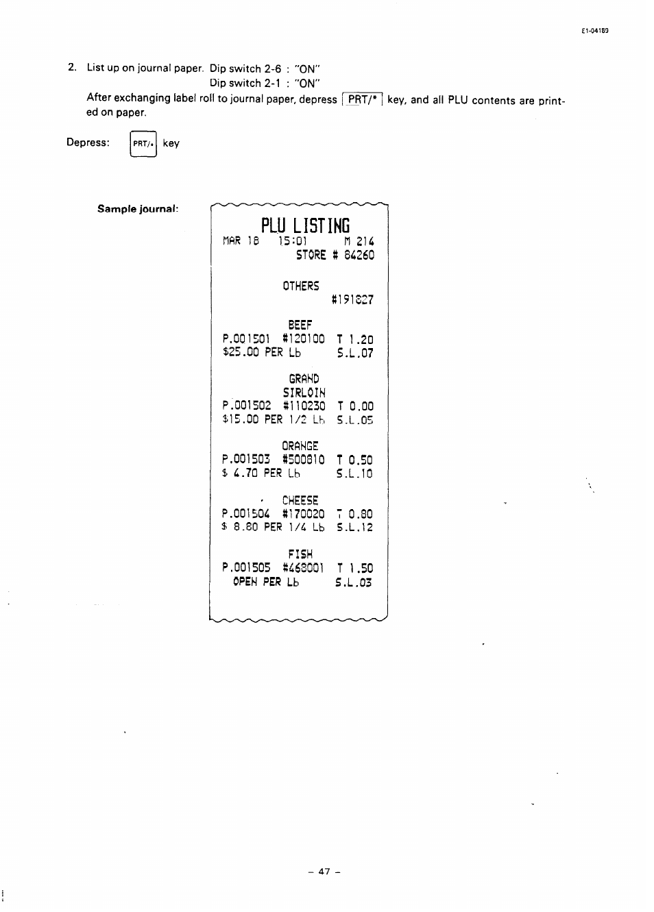 Plu listing | Toshiba TEC SL59 SERIES User Manual | Page 46 / 51