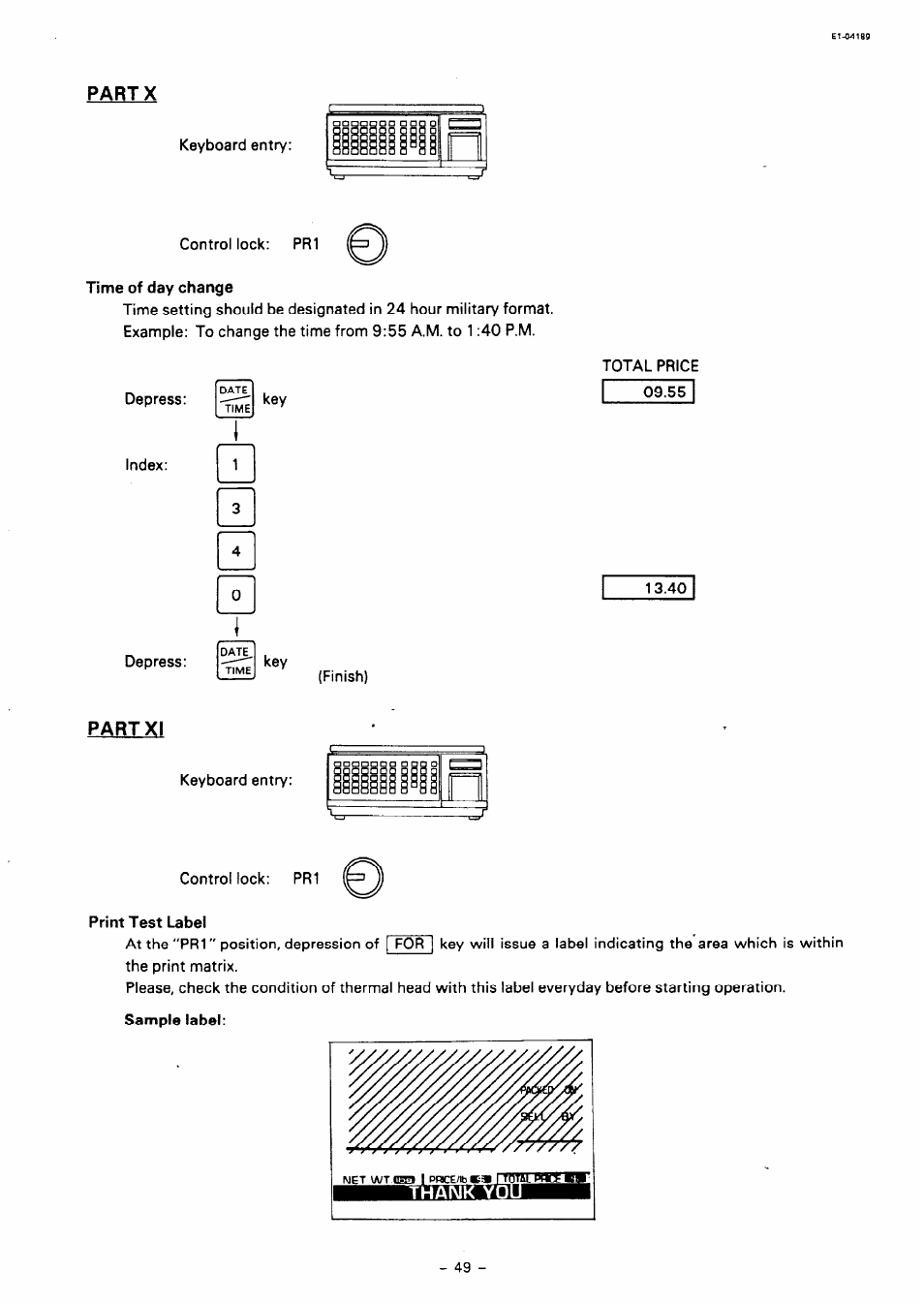 Part xi | Toshiba TEC SL59 SERIES User Manual | Page 48 / 51