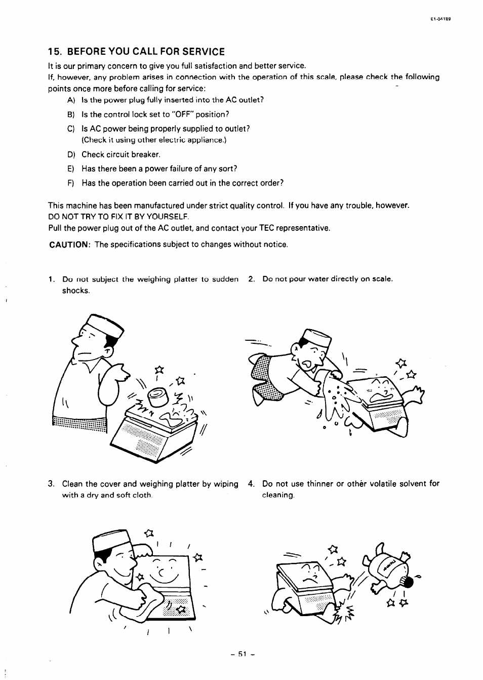 Before you call for service | Toshiba TEC SL59 SERIES User Manual | Page 50 / 51