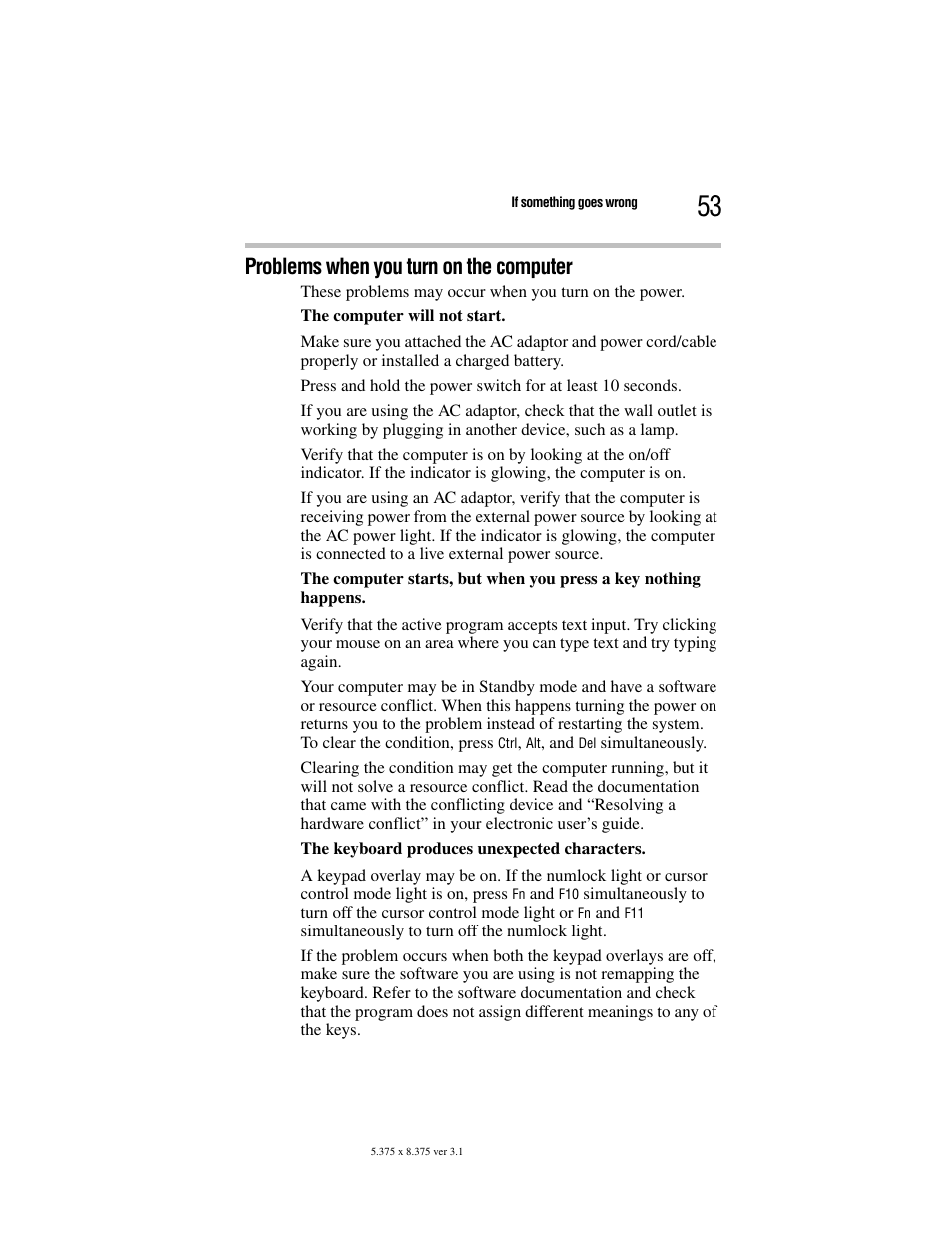 Problems when you turn on the computer | Toshiba M105 User Manual | Page 53 / 60