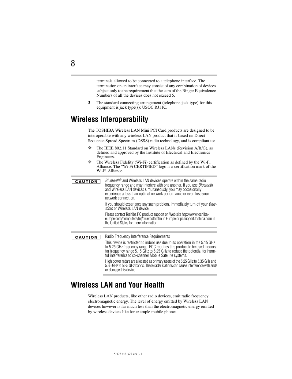 Wireless interoperability, Wireless lan and your health | Toshiba M105 User Manual | Page 8 / 60