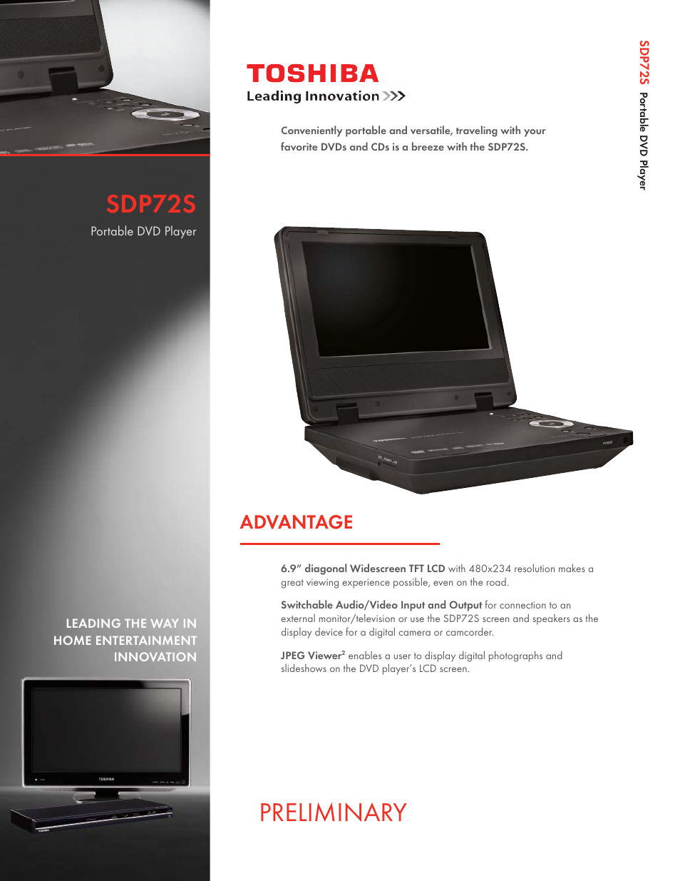 Toshiba SDP72S User Manual | 2 pages