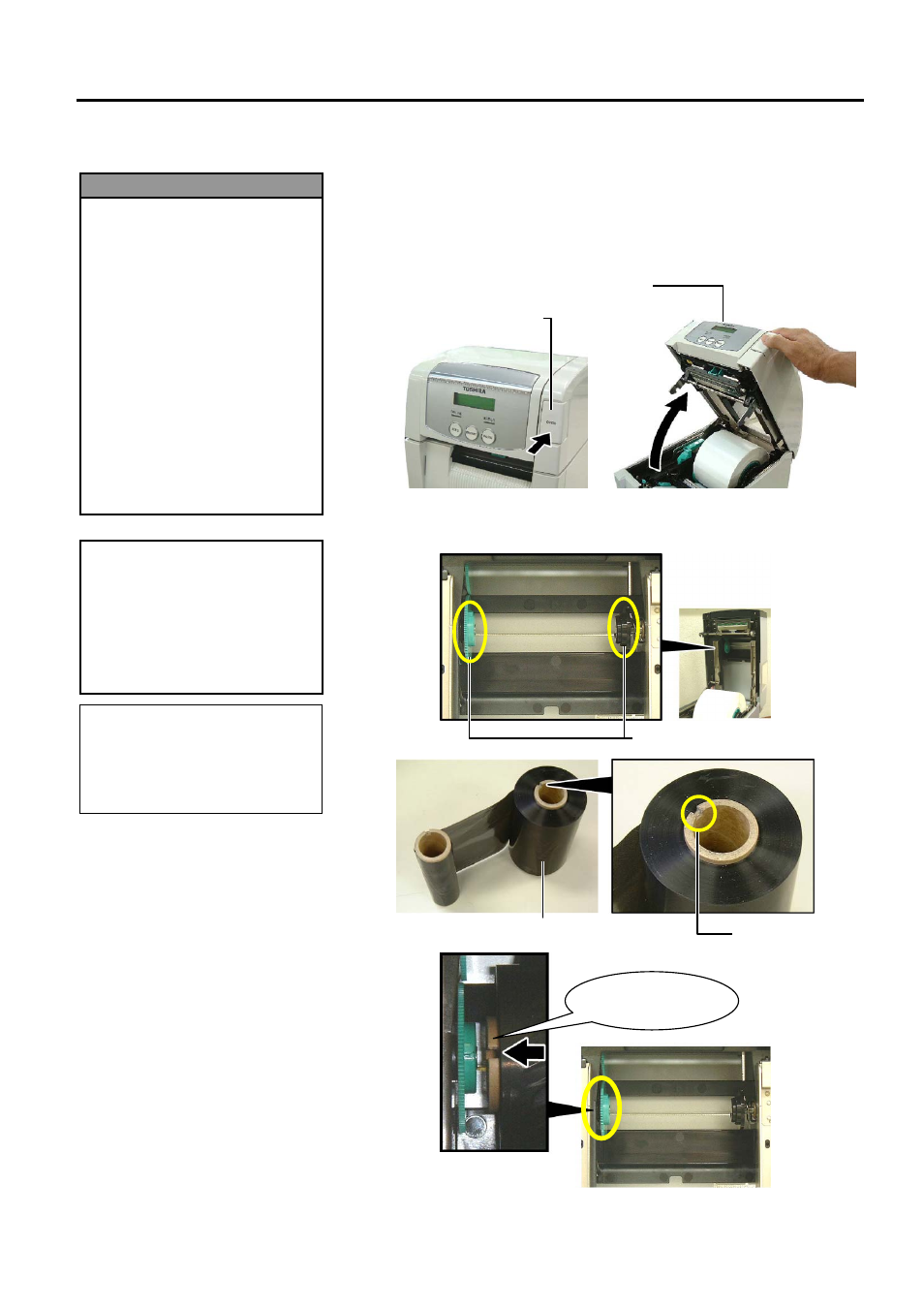 Loading the ribbon, 4 loading the ribbon | Toshiba B-SA4TP SERIES User Manual | Page 24 / 114