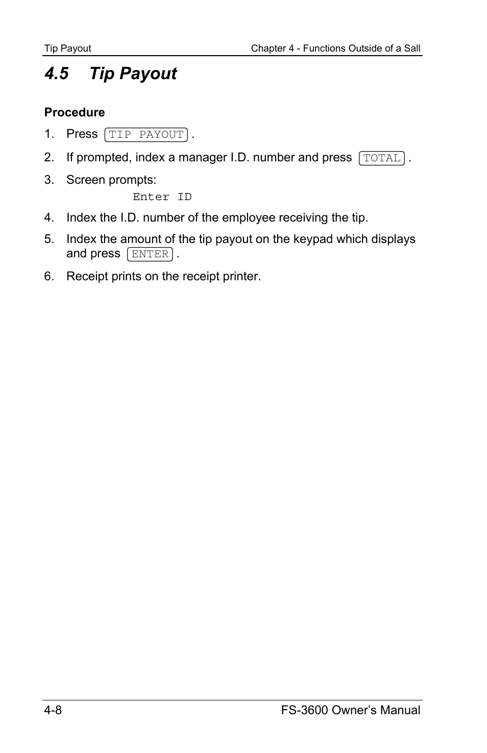 5 tip payout | Toshiba TEC FS-3600 User Manual | Page 108 / 146