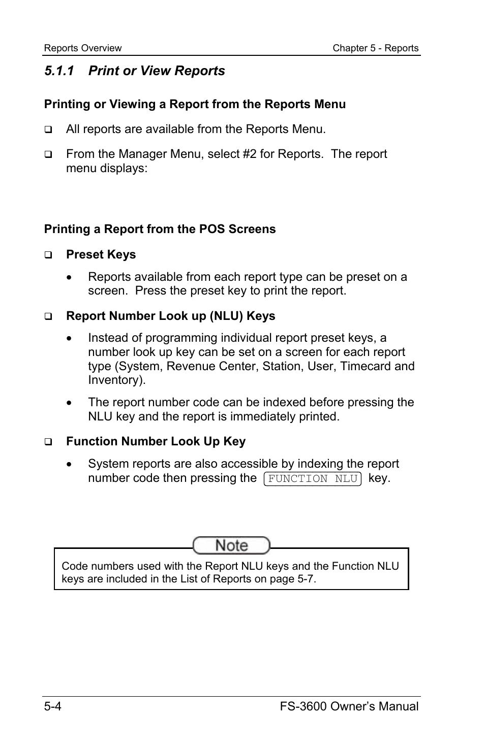 1 print or view reports | Toshiba TEC FS-3600 User Manual | Page 114 / 146