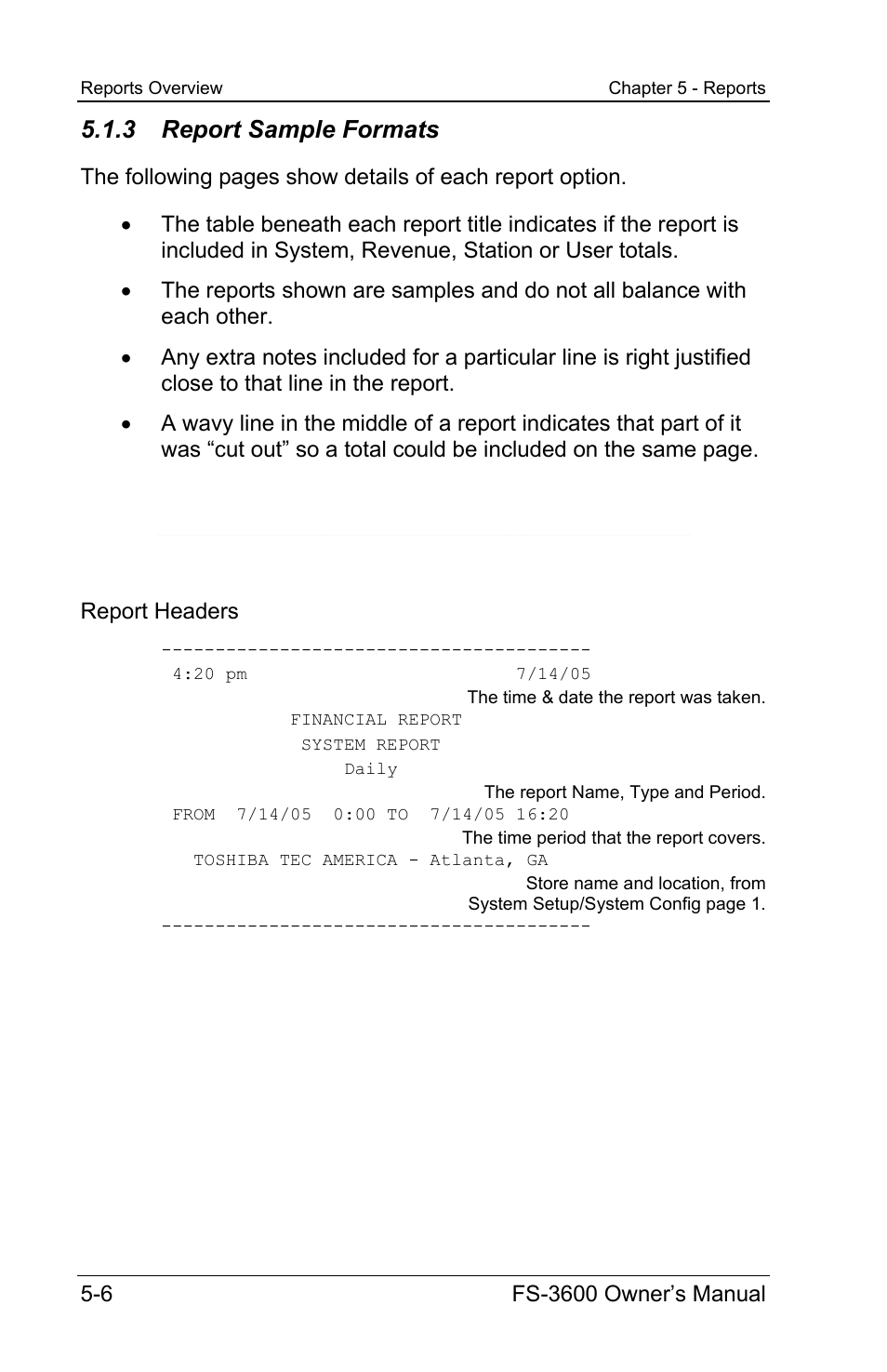 3 report sample formats | Toshiba TEC FS-3600 User Manual | Page 116 / 146