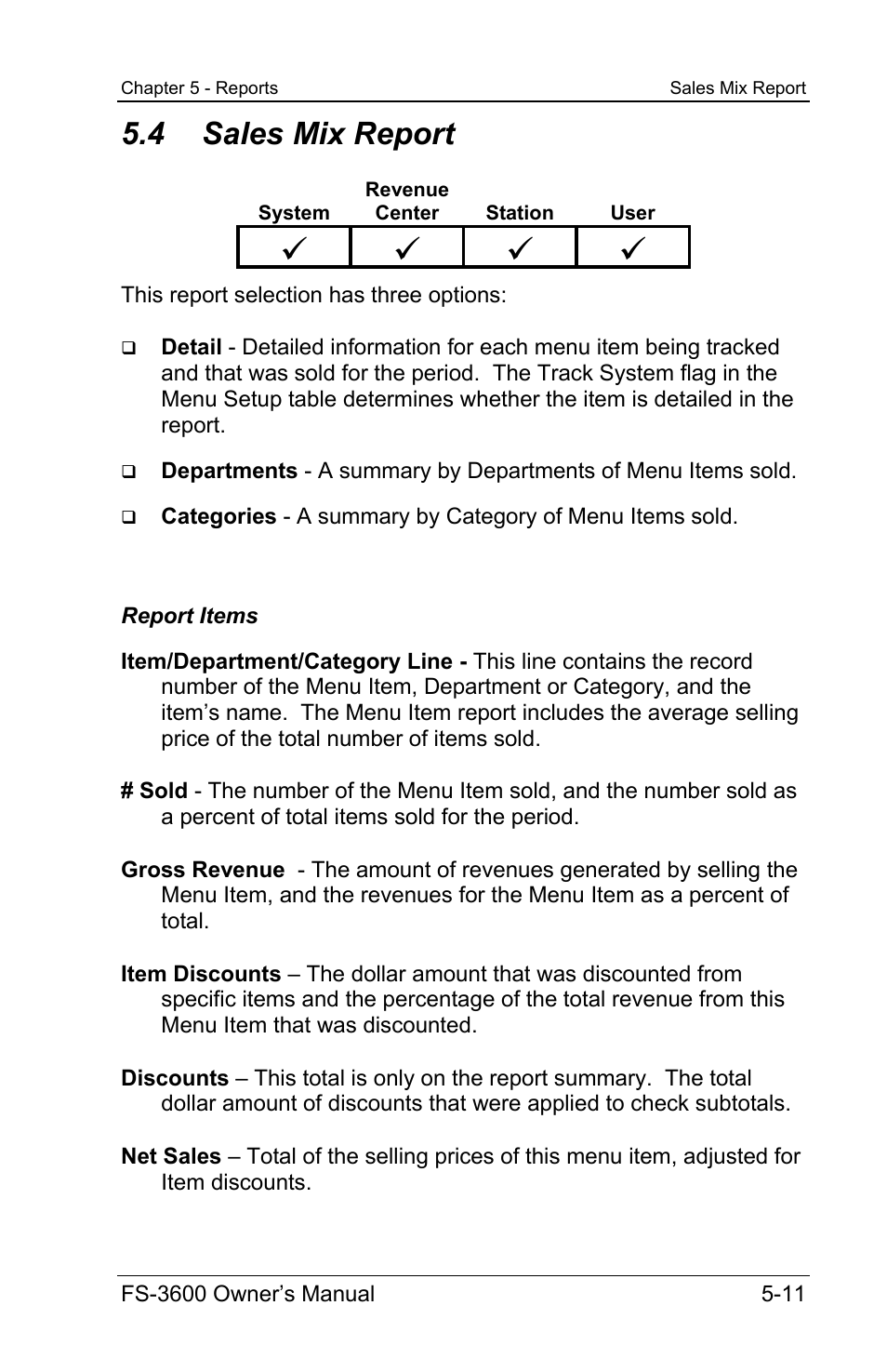 4 sales mix report | Toshiba TEC FS-3600 User Manual | Page 121 / 146