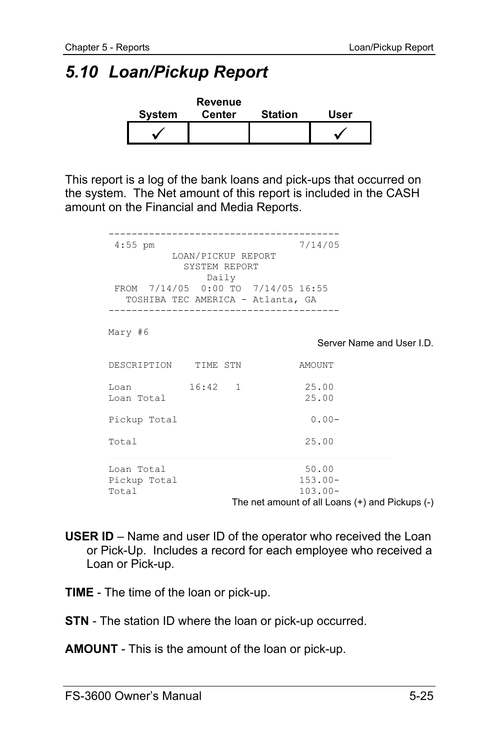 10 loan/pickup report | Toshiba TEC FS-3600 User Manual | Page 135 / 146