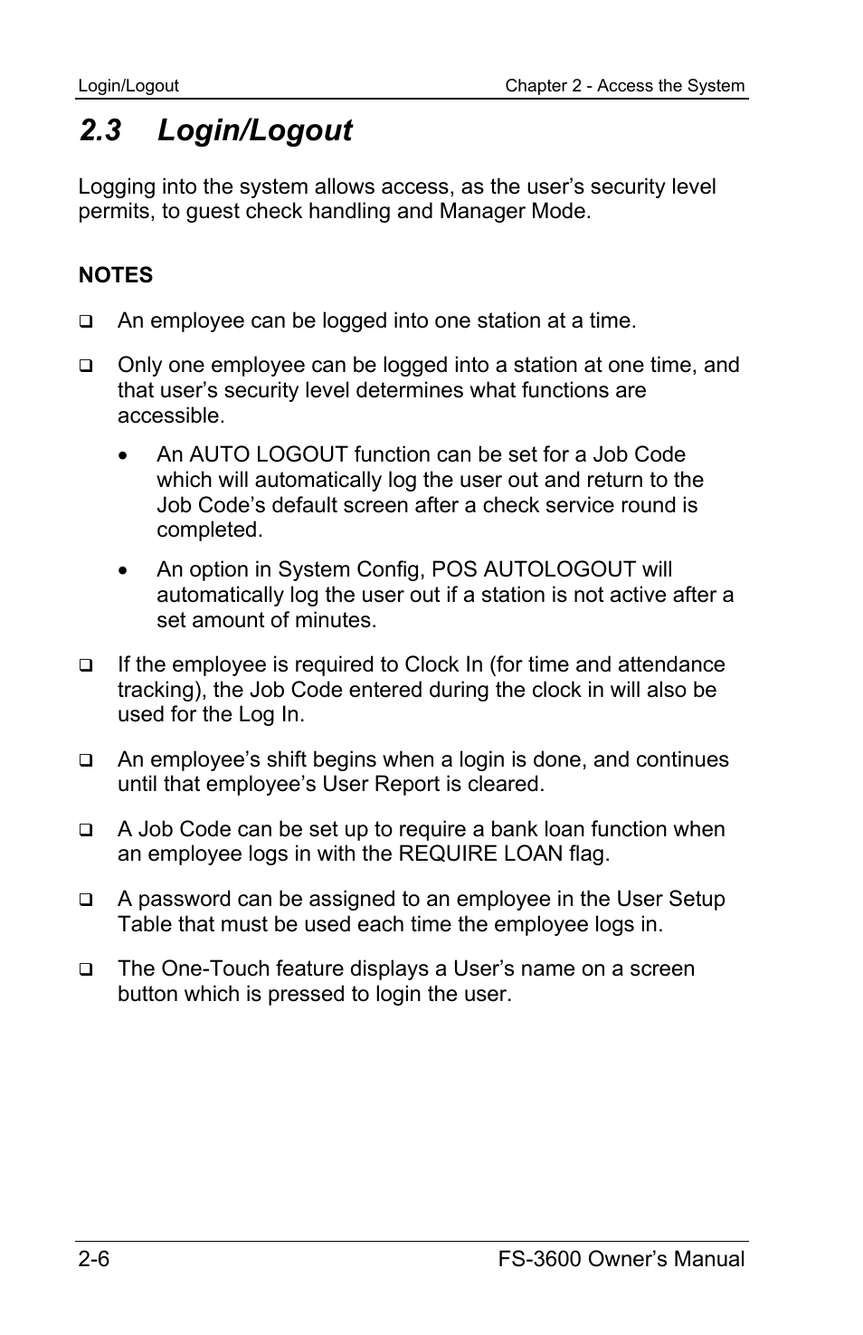 3 login/logout | Toshiba TEC FS-3600 User Manual | Page 38 / 146