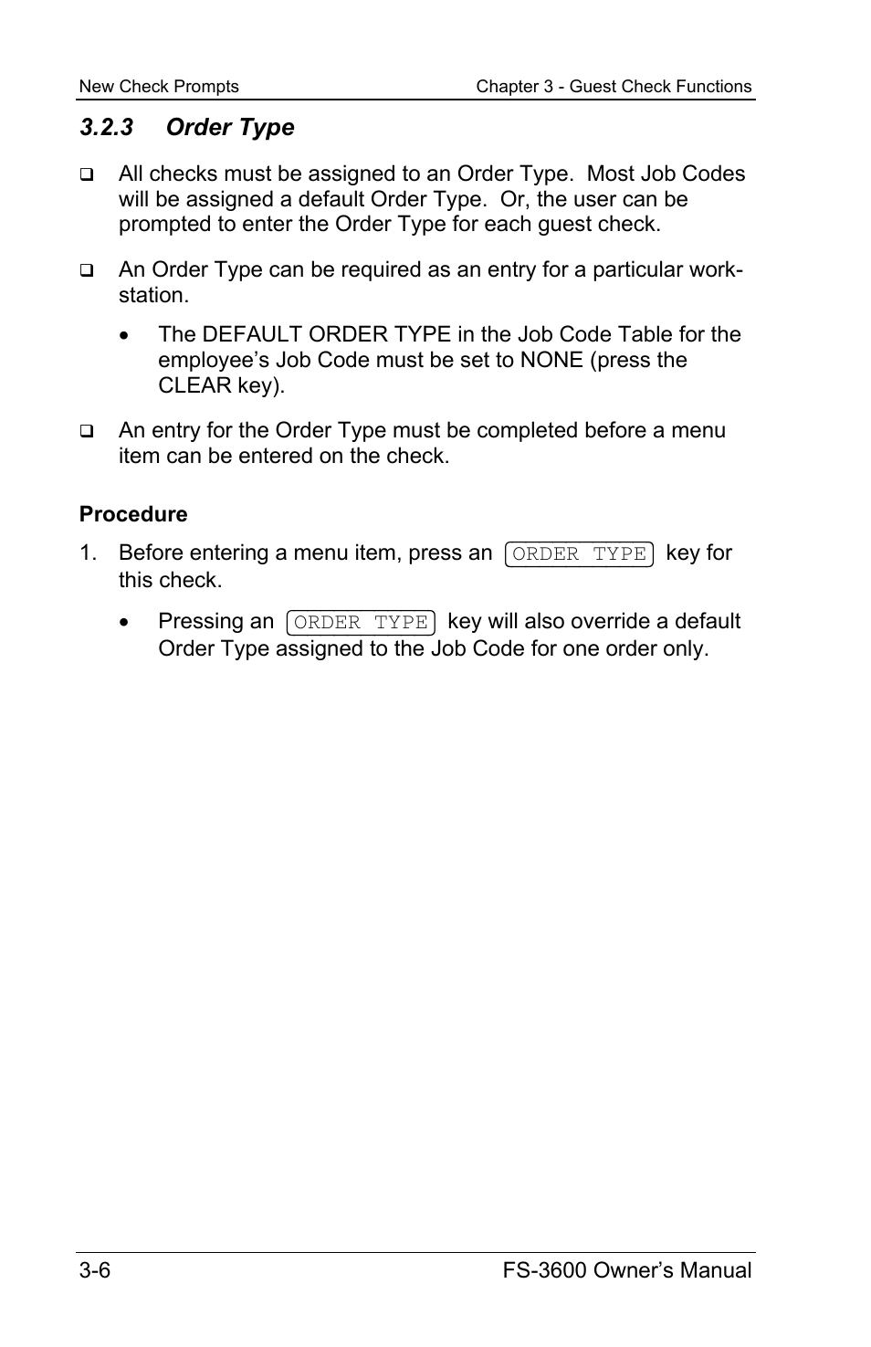 3 order type | Toshiba TEC FS-3600 User Manual | Page 46 / 146