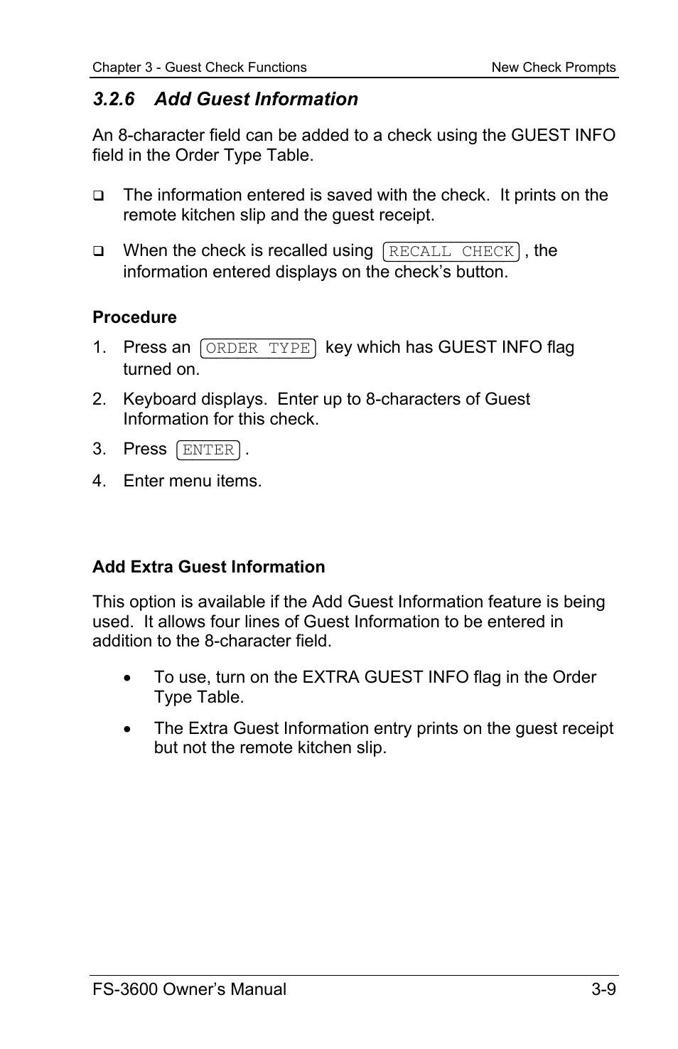 6 add guest information | Toshiba TEC FS-3600 User Manual | Page 49 / 146