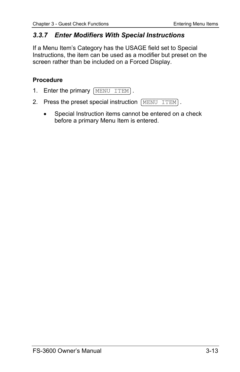 7 enter modifiers with special instructions | Toshiba TEC FS-3600 User Manual | Page 53 / 146