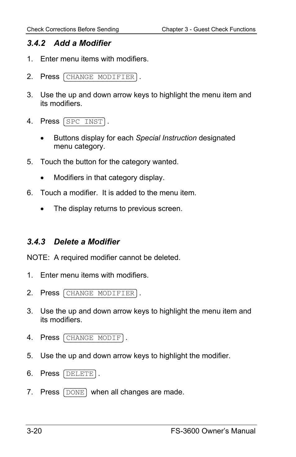 2 add a modifier, 3 delete a modifier | Toshiba TEC FS-3600 User Manual | Page 60 / 146