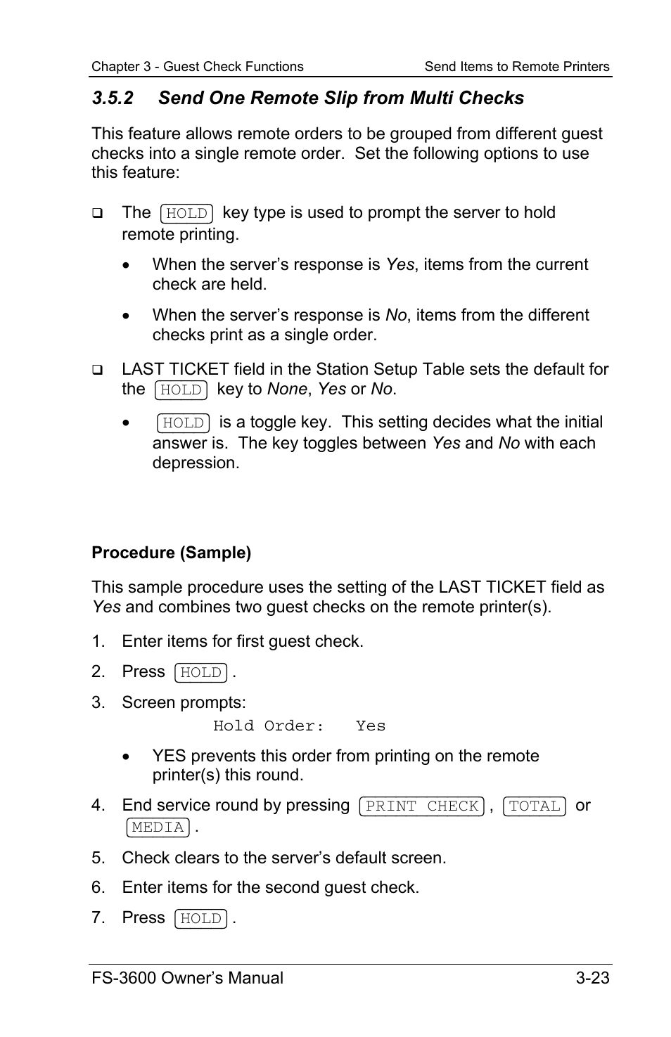 2 send one remote slip from multi checks | Toshiba TEC FS-3600 User Manual | Page 63 / 146