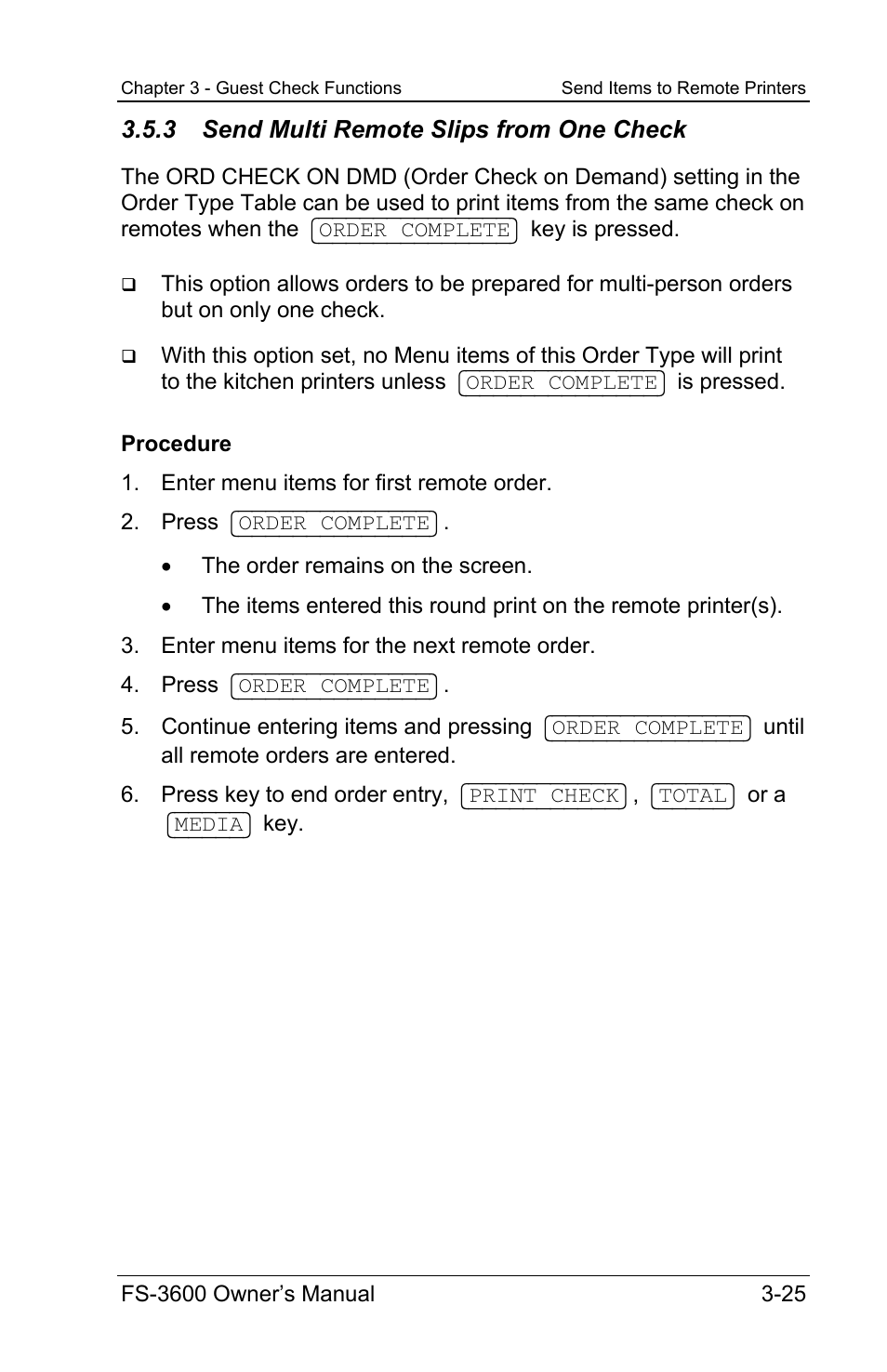 3 send multi remote slips from one check | Toshiba TEC FS-3600 User Manual | Page 65 / 146