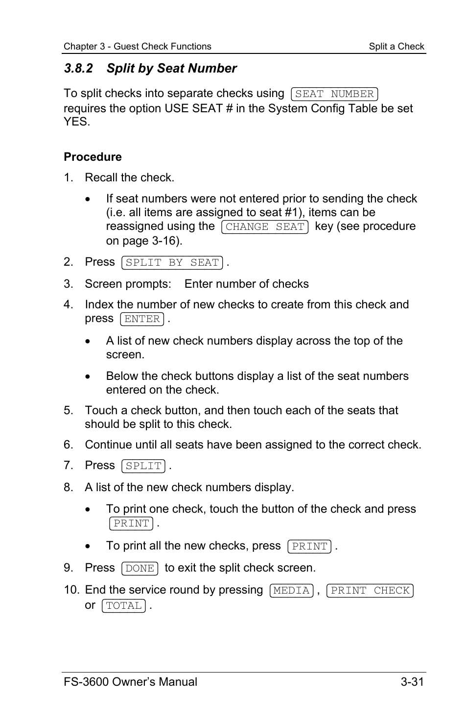 2 split by seat number | Toshiba TEC FS-3600 User Manual | Page 71 / 146