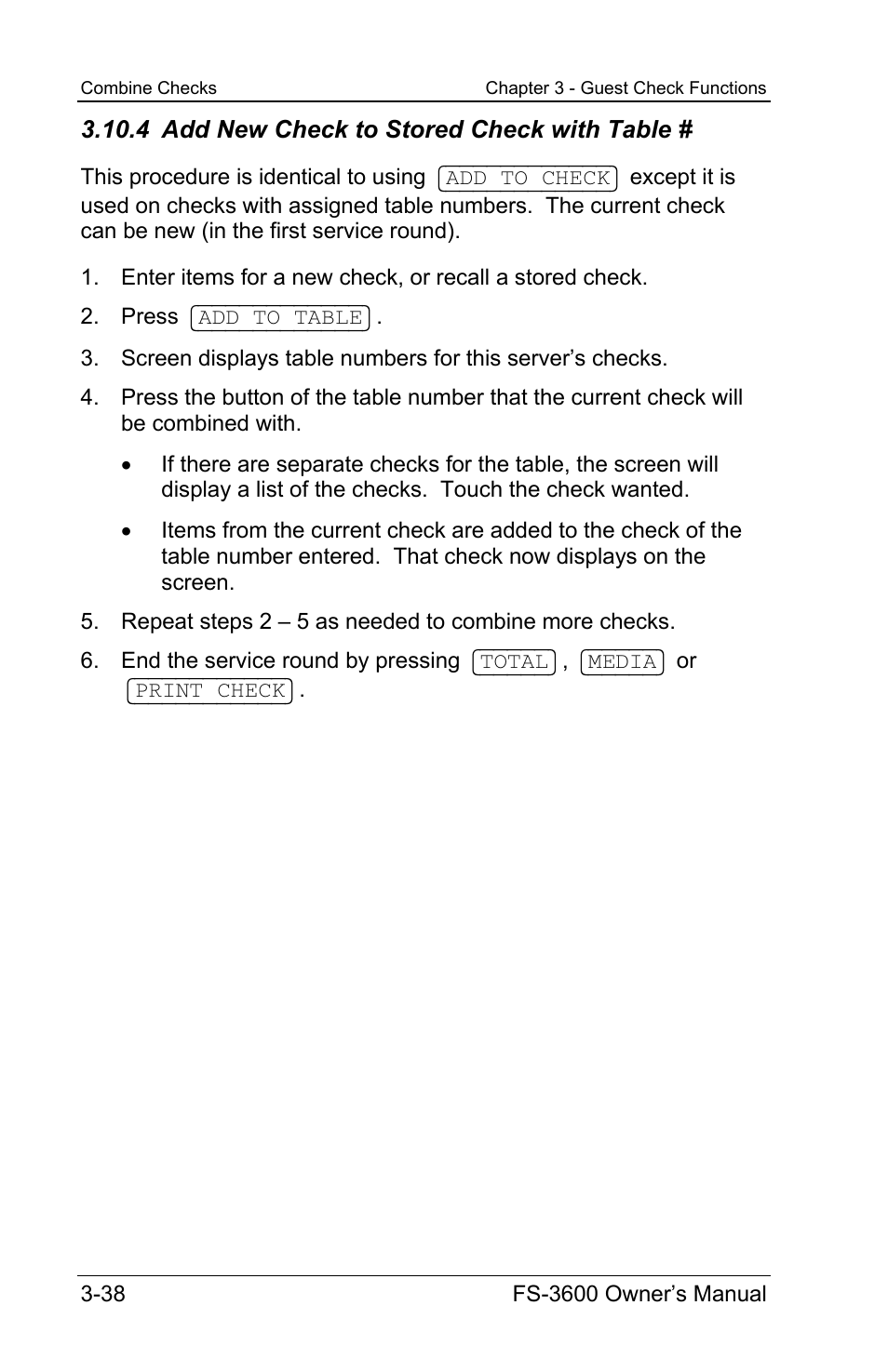 4 add new check to stored check with table | Toshiba TEC FS-3600 User Manual | Page 78 / 146