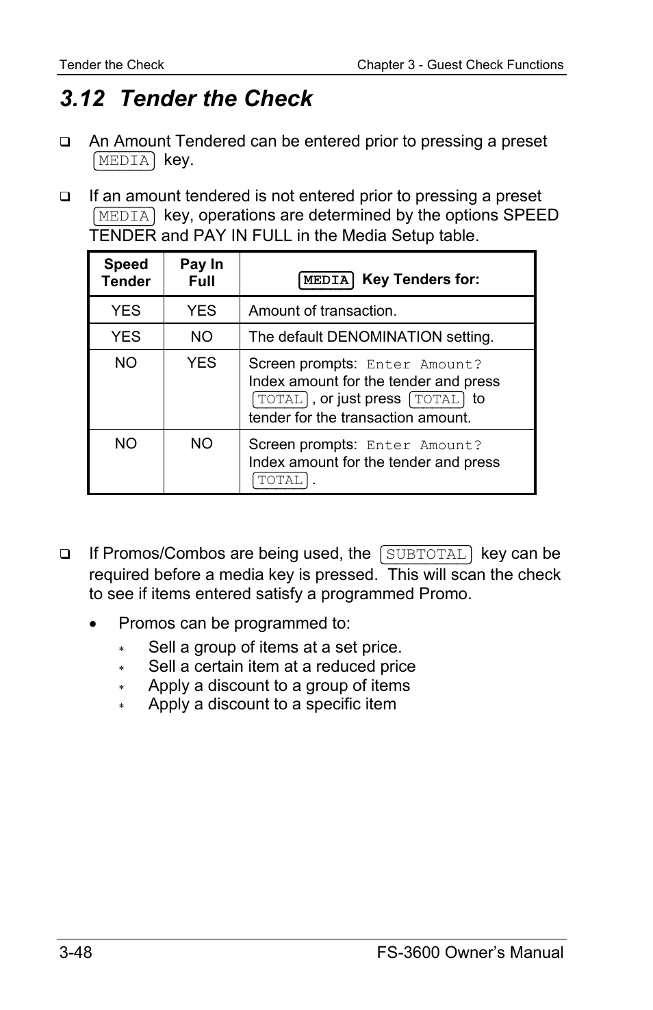 12 tender the check | Toshiba TEC FS-3600 User Manual | Page 88 / 146