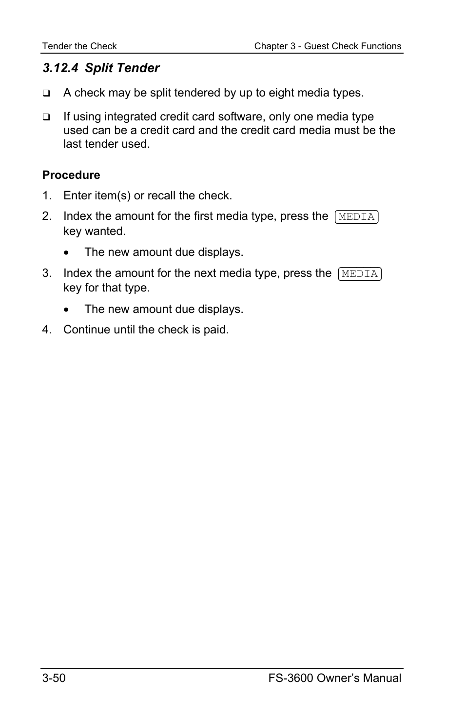 4 split tender | Toshiba TEC FS-3600 User Manual | Page 90 / 146