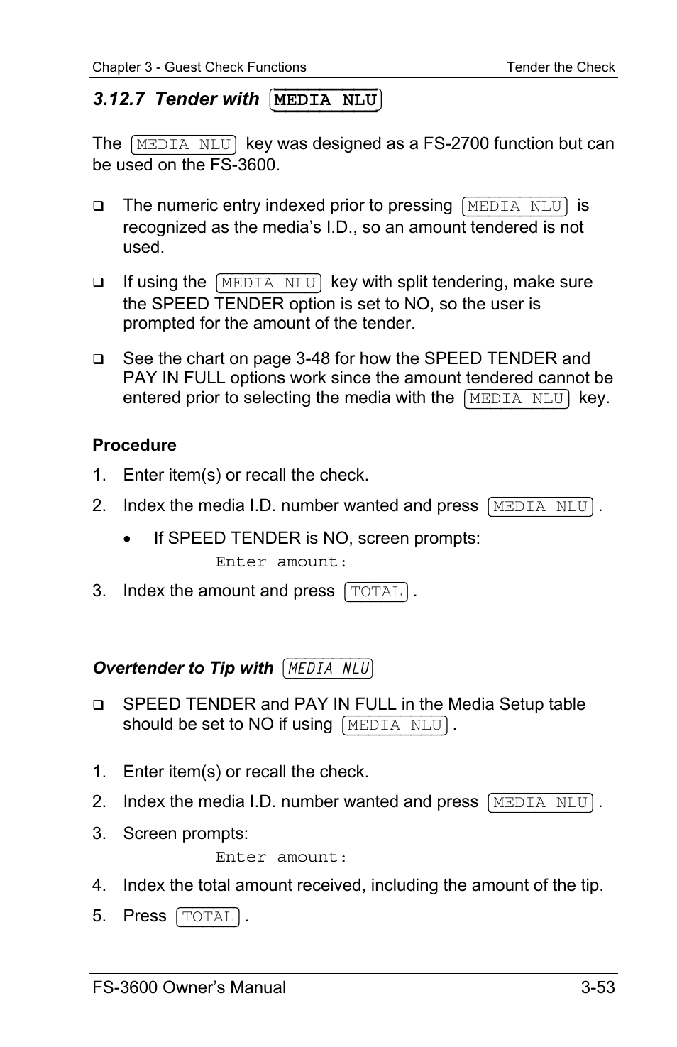 7 tender with {media~nlu | Toshiba TEC FS-3600 User Manual | Page 93 / 146