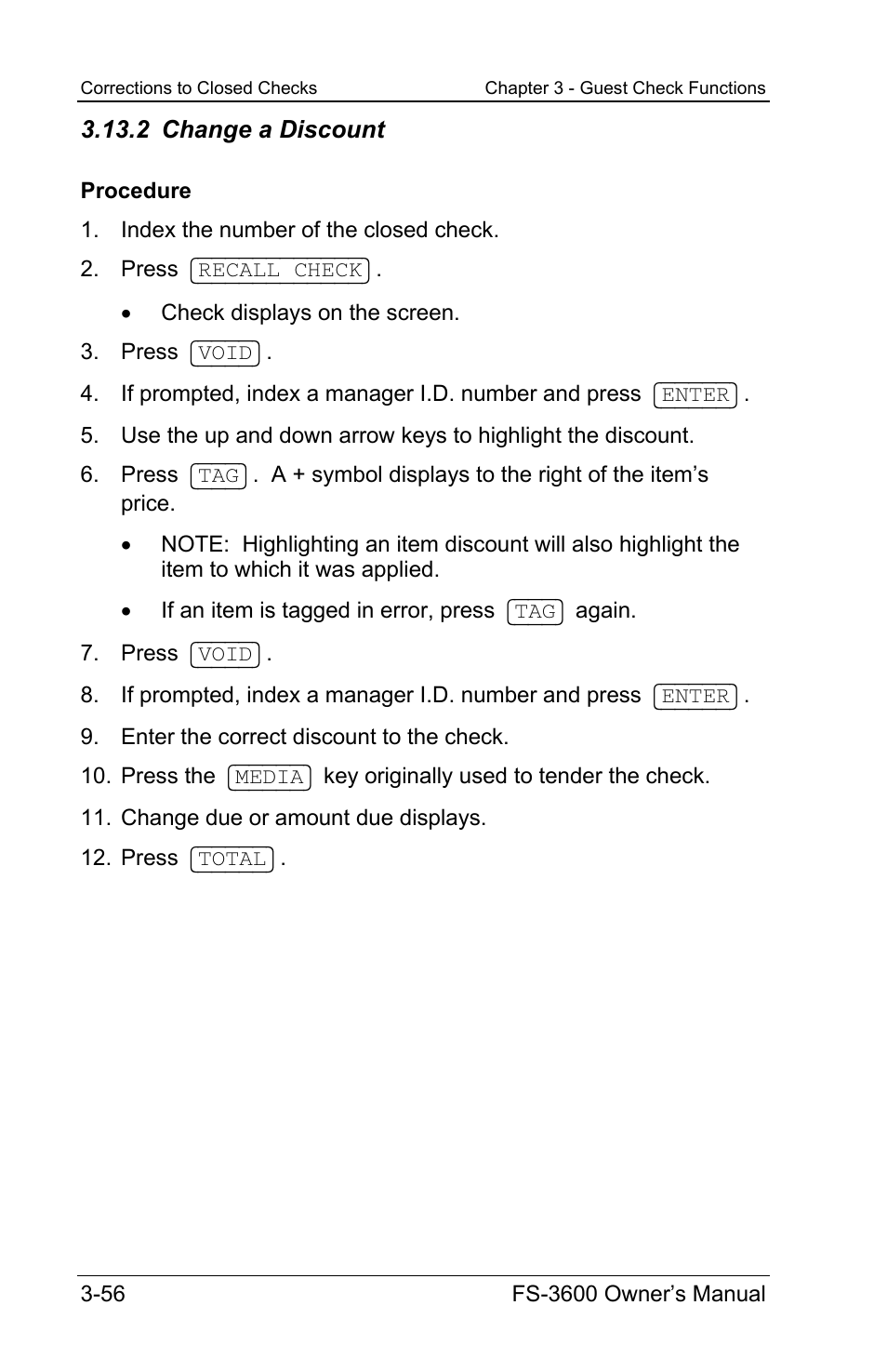 2 change a discount | Toshiba TEC FS-3600 User Manual | Page 96 / 146