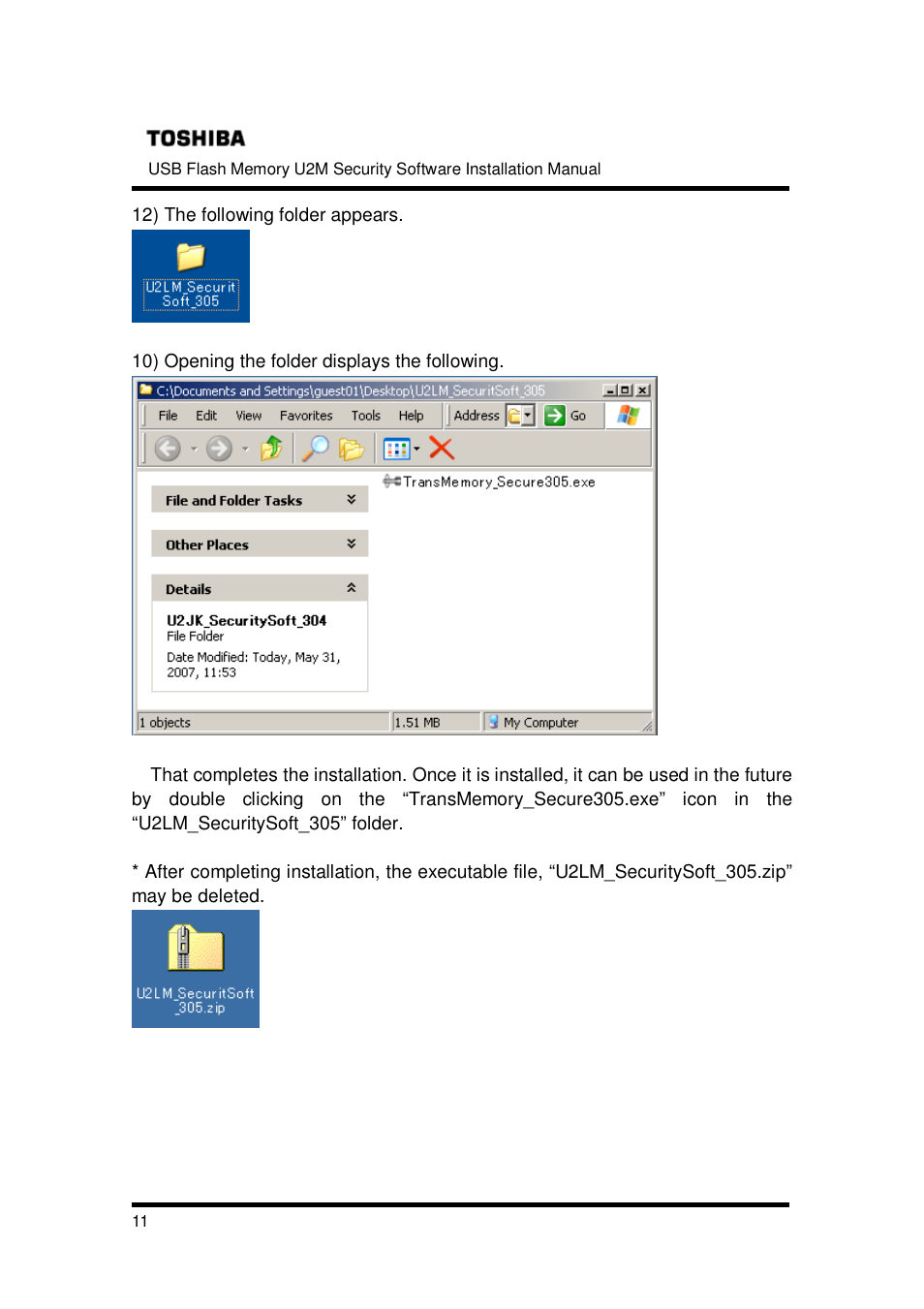 Toshiba TRANSMEMORY U2M-004GT User Manual | Page 11 / 26
