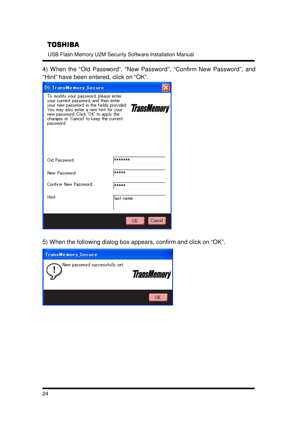 Toshiba TRANSMEMORY U2M-004GT User Manual | Page 24 / 26
