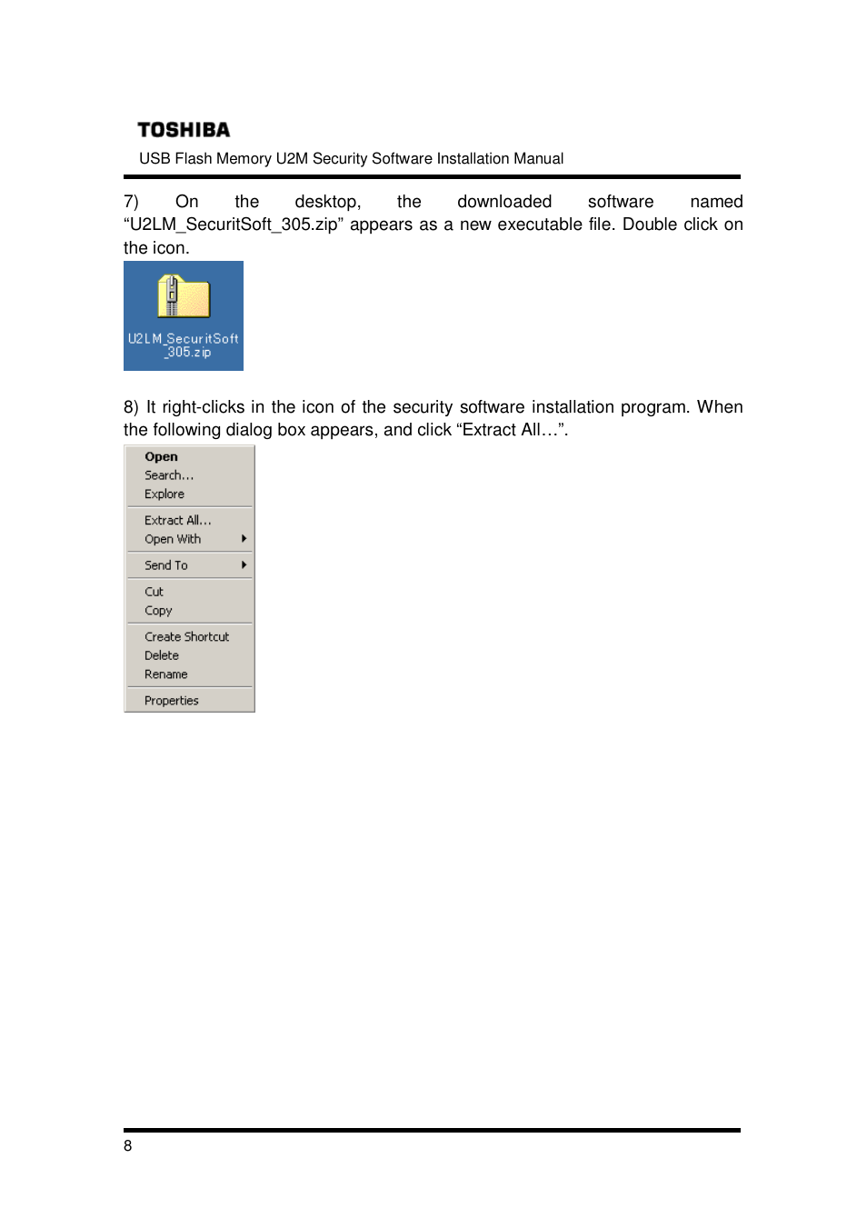 Toshiba TRANSMEMORY U2M-004GT User Manual | Page 8 / 26