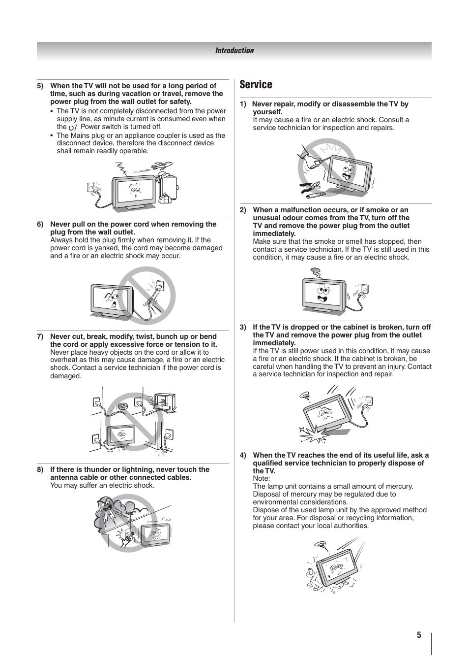 Service | Toshiba 32AV500A User Manual | Page 5 / 39