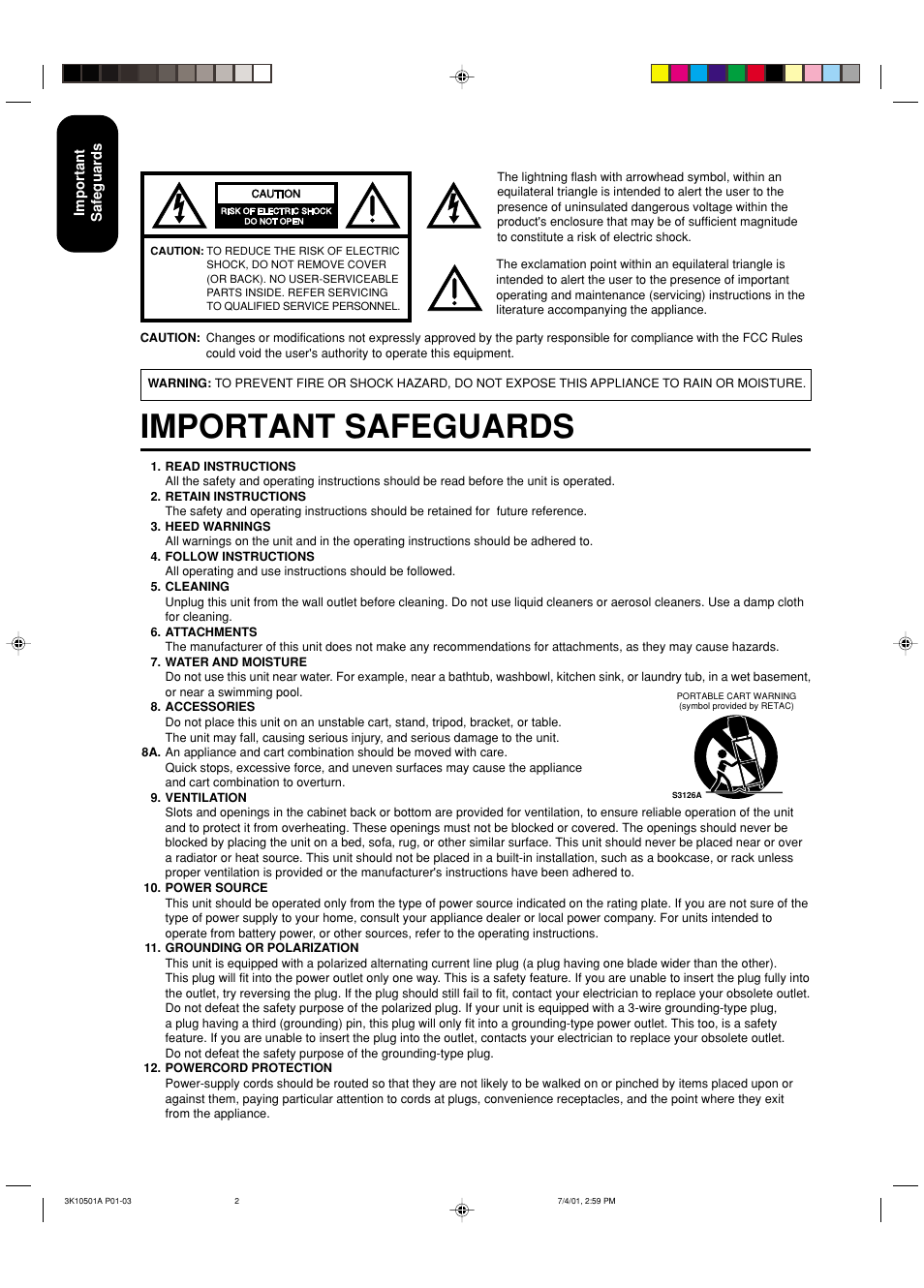 Important safeguards | Toshiba 27AX61 User Manual | Page 2 / 32