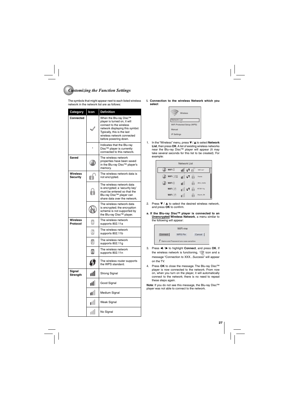 Customizing the function settings | Toshiba DISC BDX2250KU User Manual | Page 27 / 56