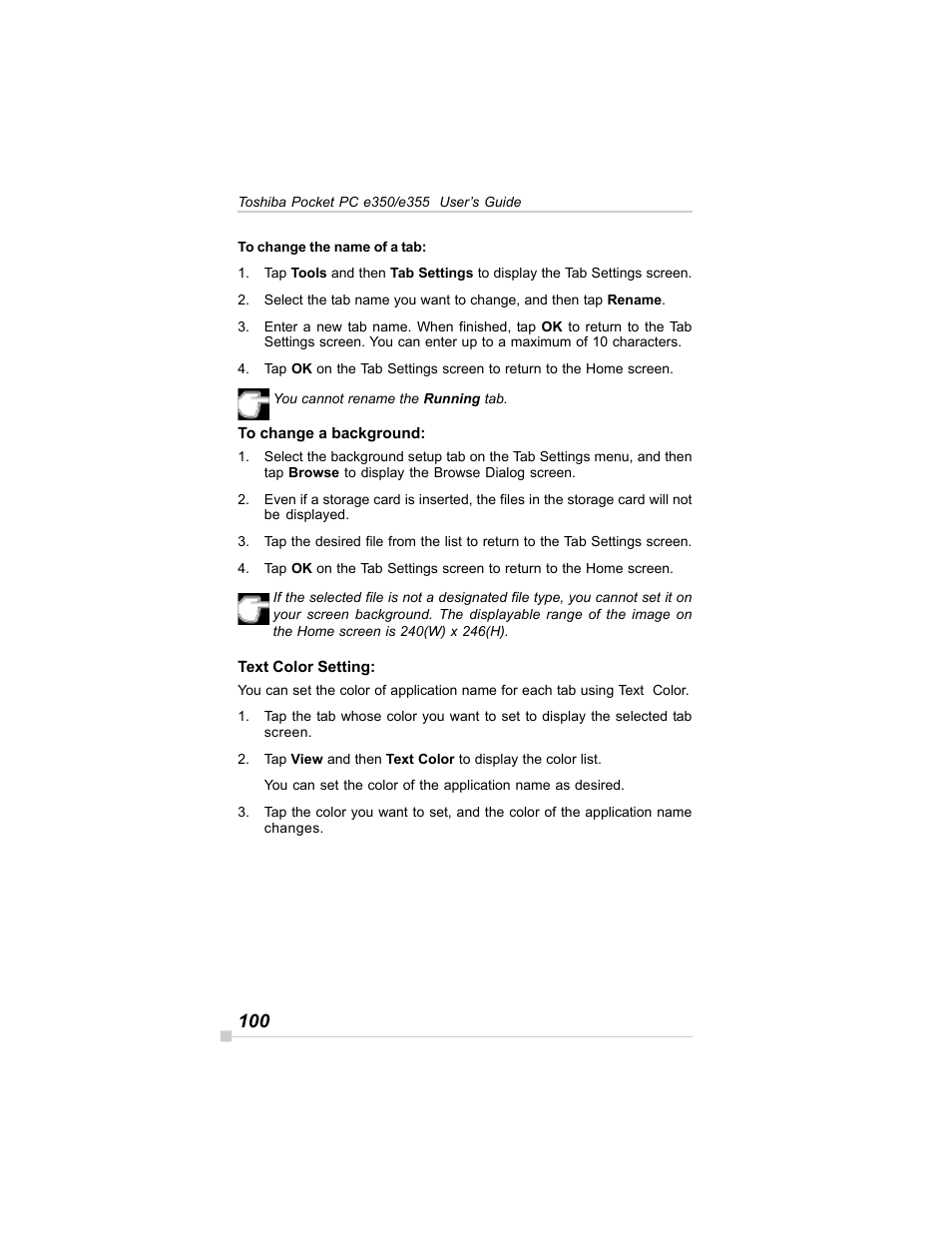 Toshiba E350/E355 User Manual | Page 100 / 116