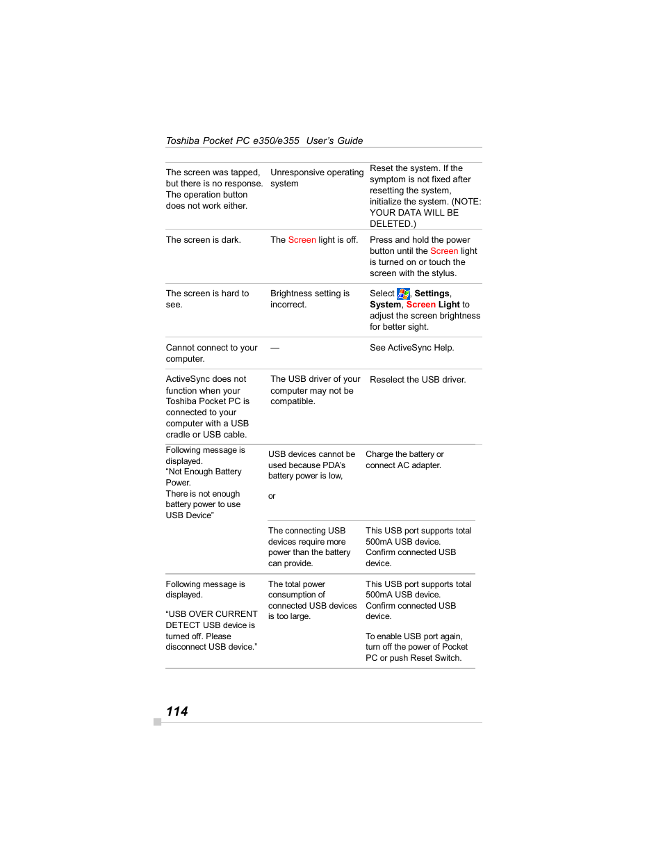 Toshiba E350/E355 User Manual | Page 114 / 116