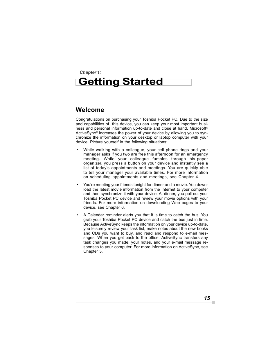 Getting started, Welcome | Toshiba E350/E355 User Manual | Page 15 / 116