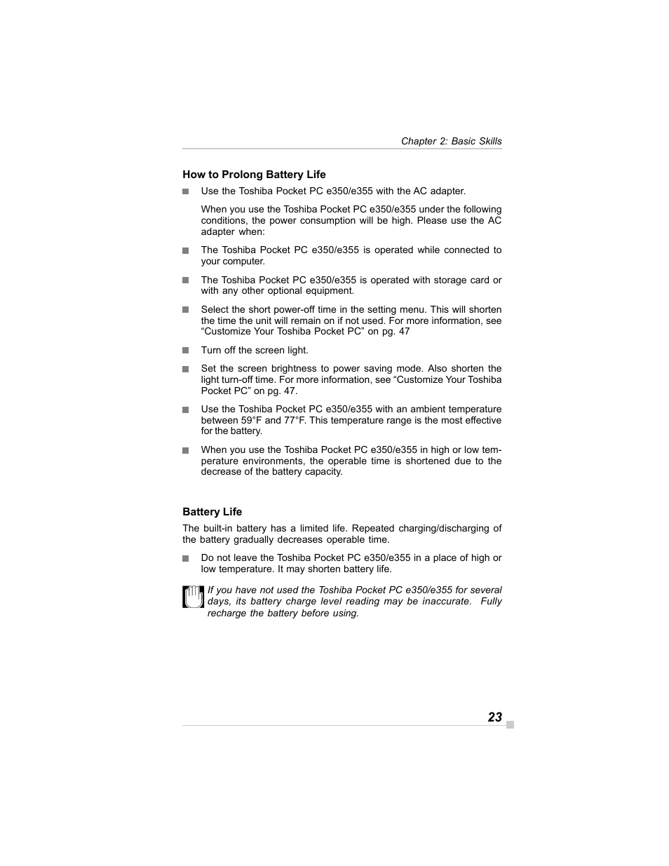 Toshiba E350/E355 User Manual | Page 23 / 116