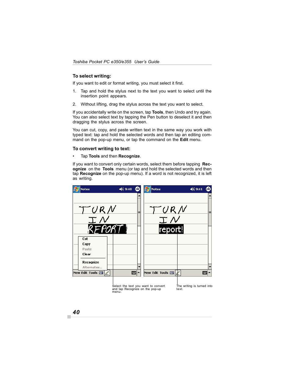 Toshiba E350/E355 User Manual | Page 40 / 116