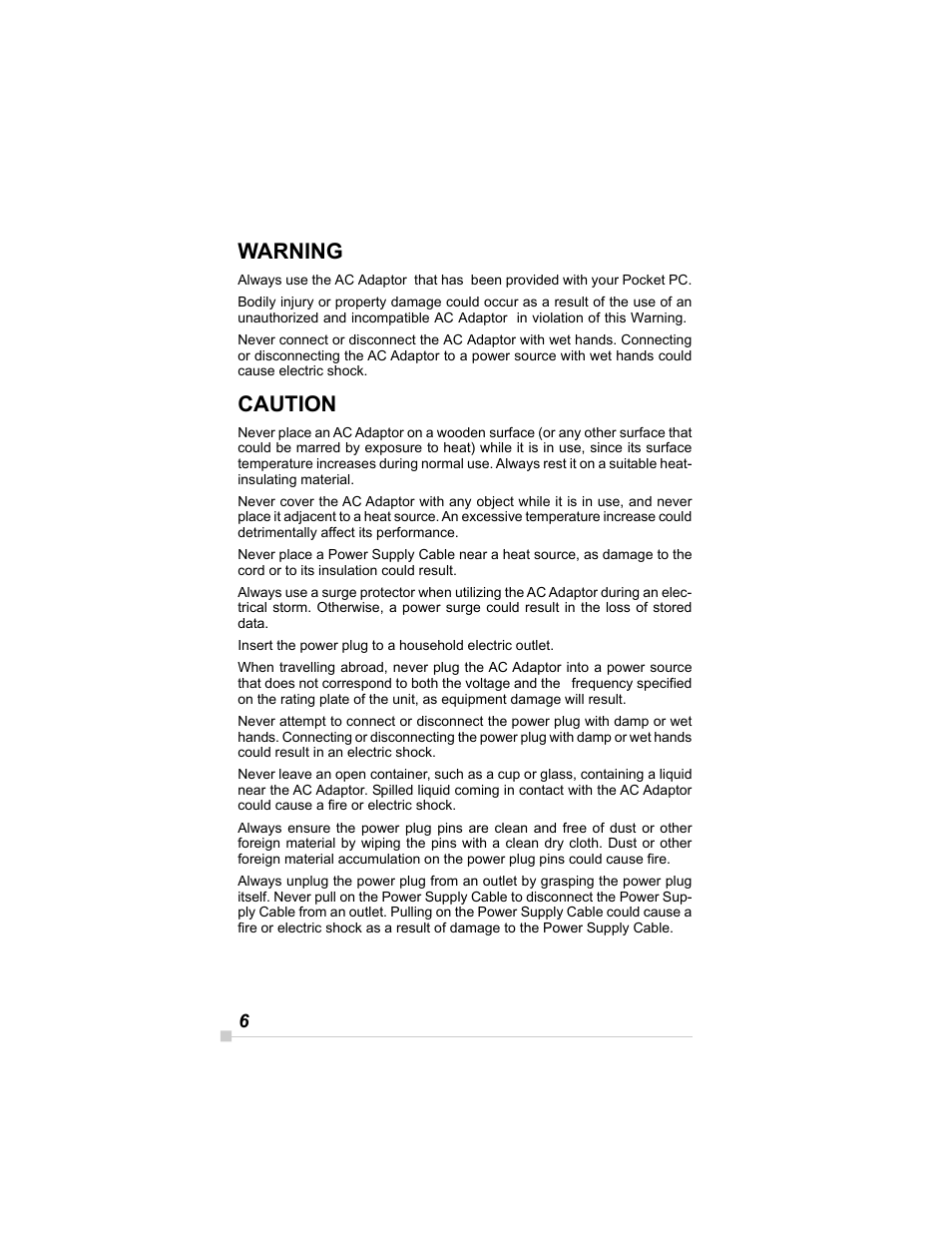 Warning, Caution | Toshiba E350/E355 User Manual | Page 6 / 116