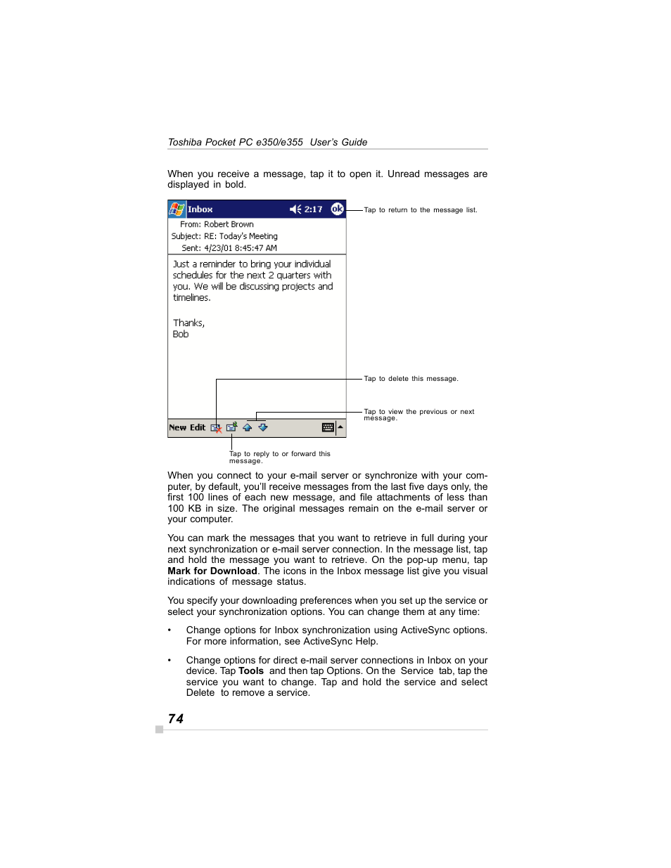 Toshiba E350/E355 User Manual | Page 74 / 116