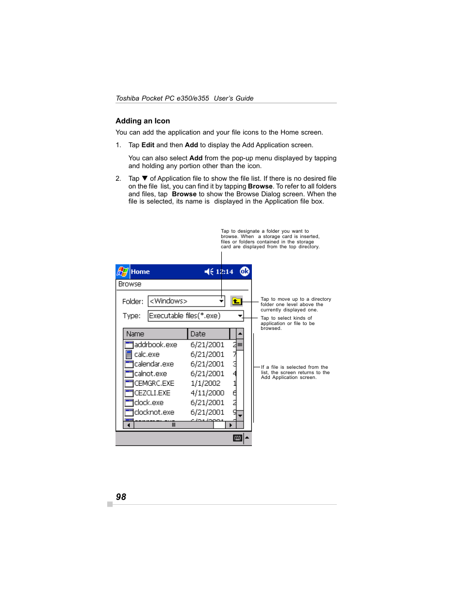 Toshiba E350/E355 User Manual | Page 98 / 116