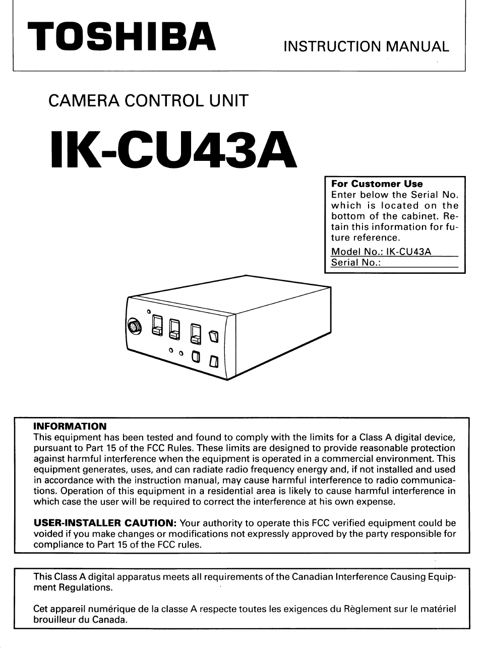 Toshiba IK-CU43A User Manual | 23 pages