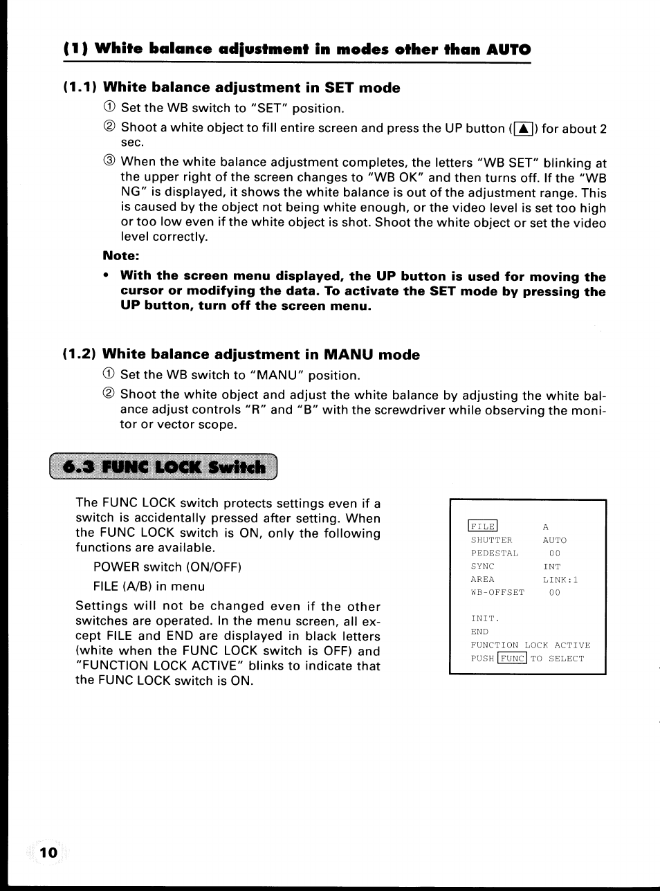 Lock mtch, 1) white balance adjustment in set mode, File | Toshiba IK-CU43A User Manual | Page 10 / 23