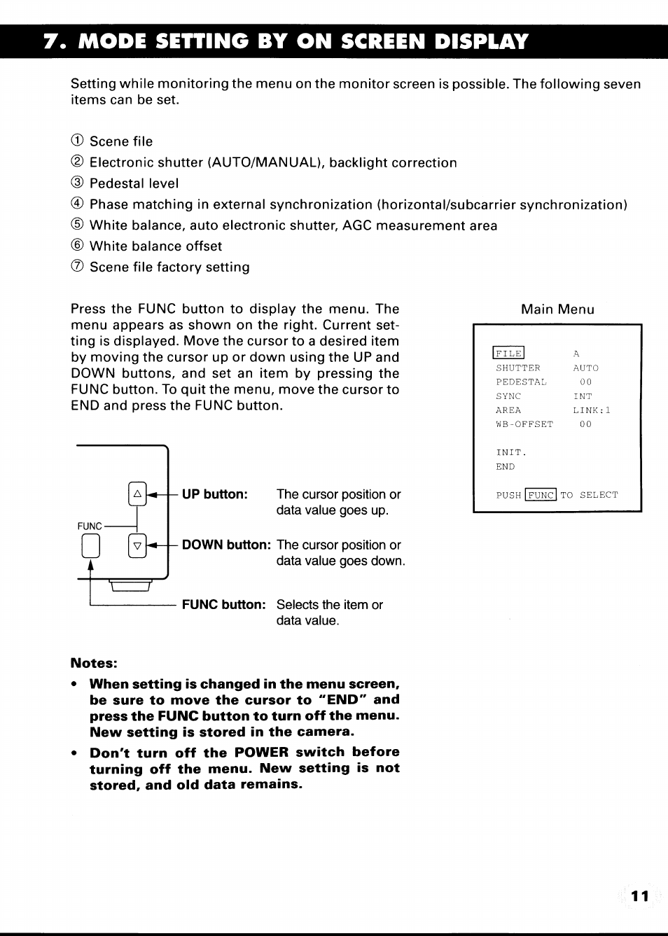 Mode setting by on screen display, File | Toshiba IK-CU43A User Manual | Page 11 / 23