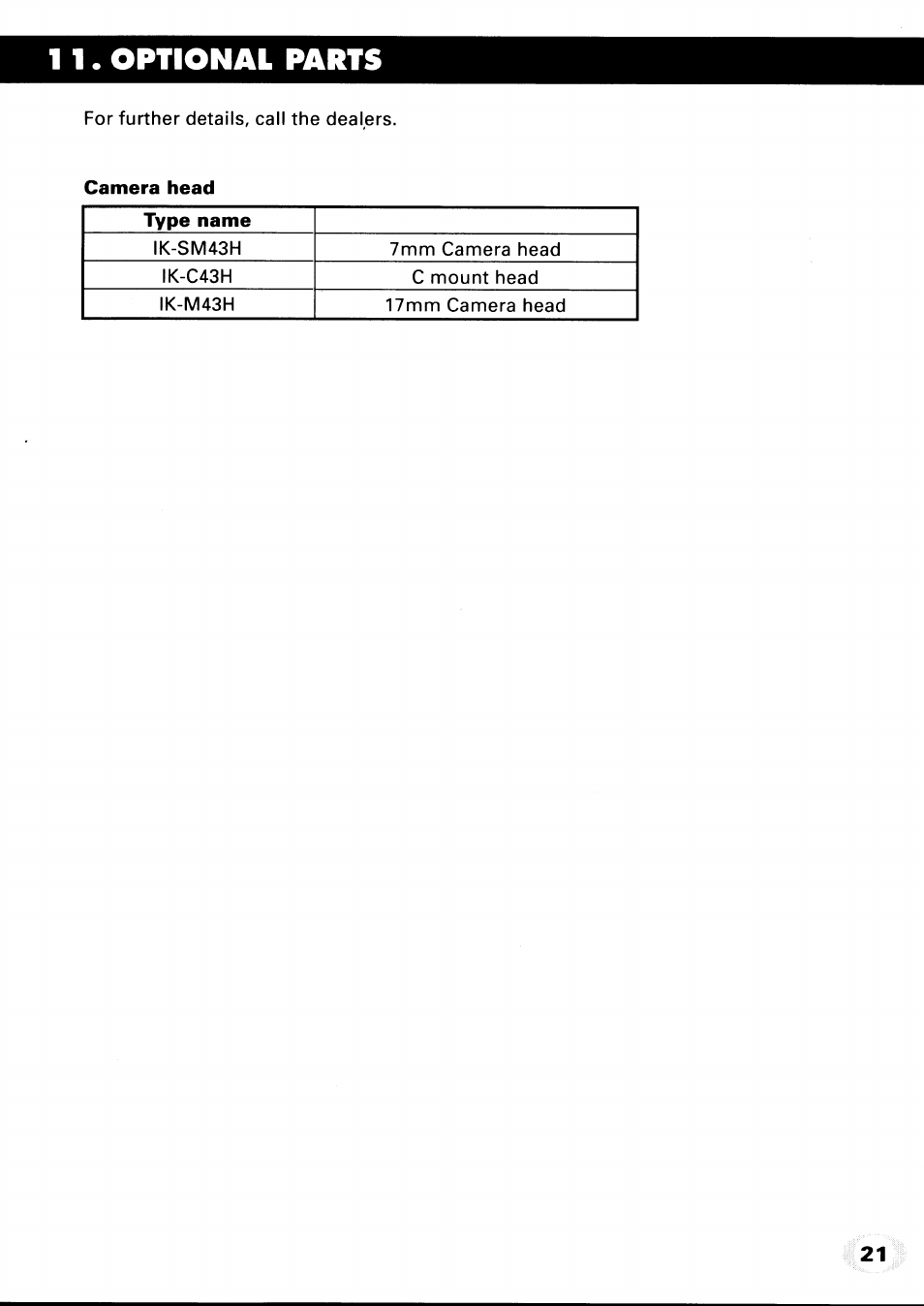 1 1. optional parts | Toshiba IK-CU43A User Manual | Page 21 / 23