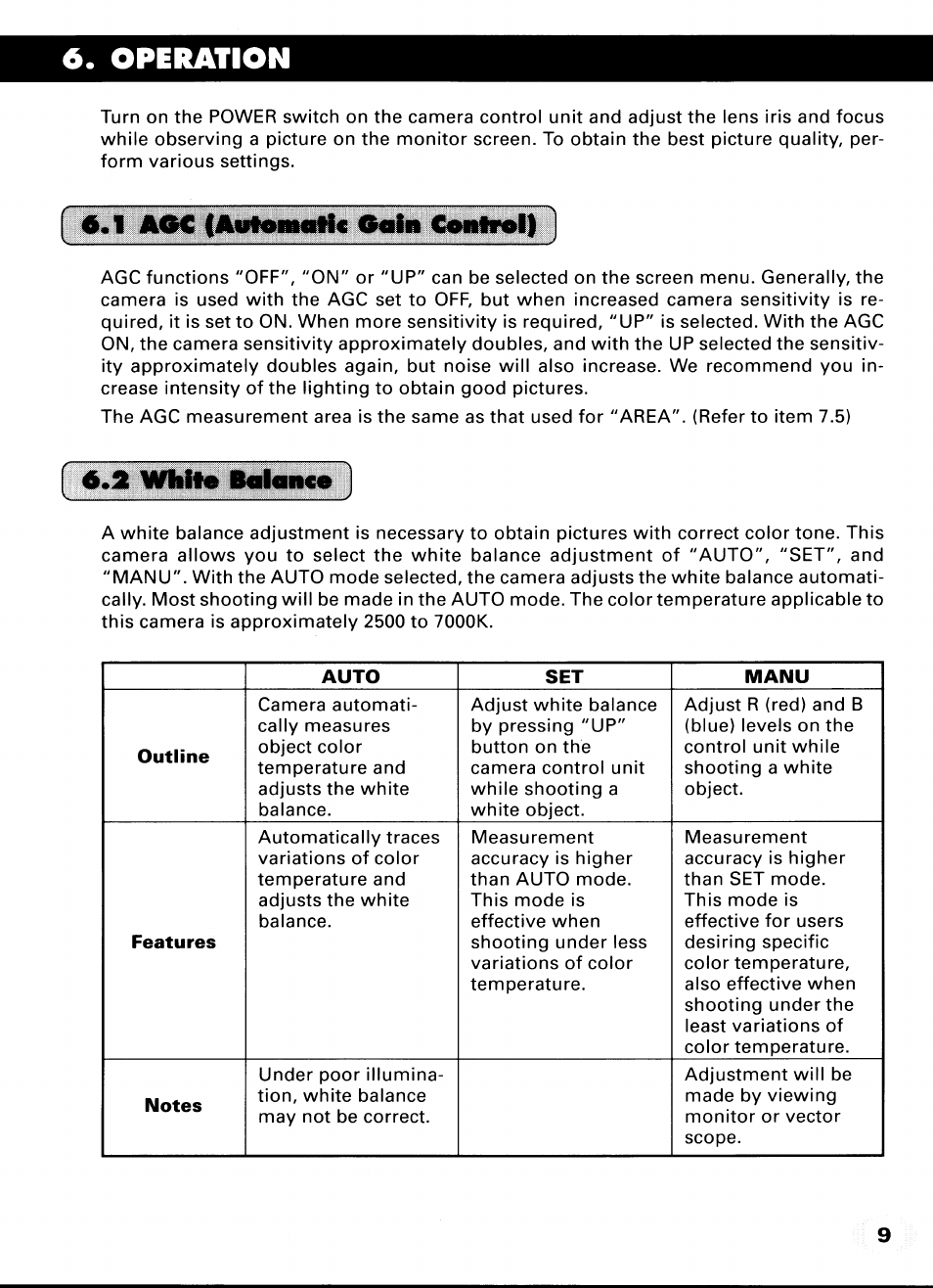 Operation, 2 white baiane, 1 agc lantowotic g«lii c | Toshiba IK-CU43A User Manual | Page 9 / 23